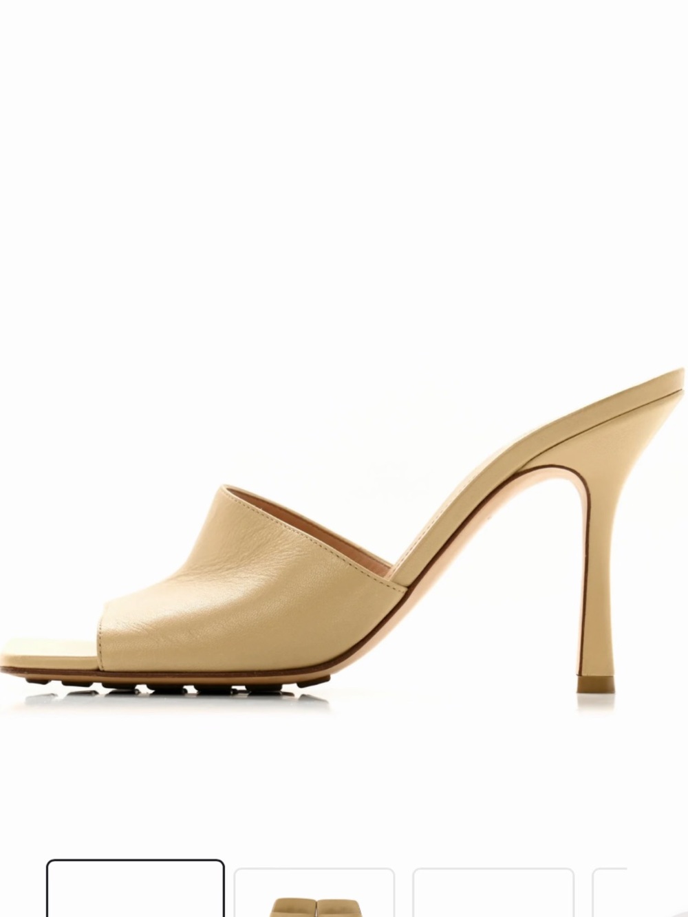 Bottega Veneta Beige Leather High-Heel Slide Mules